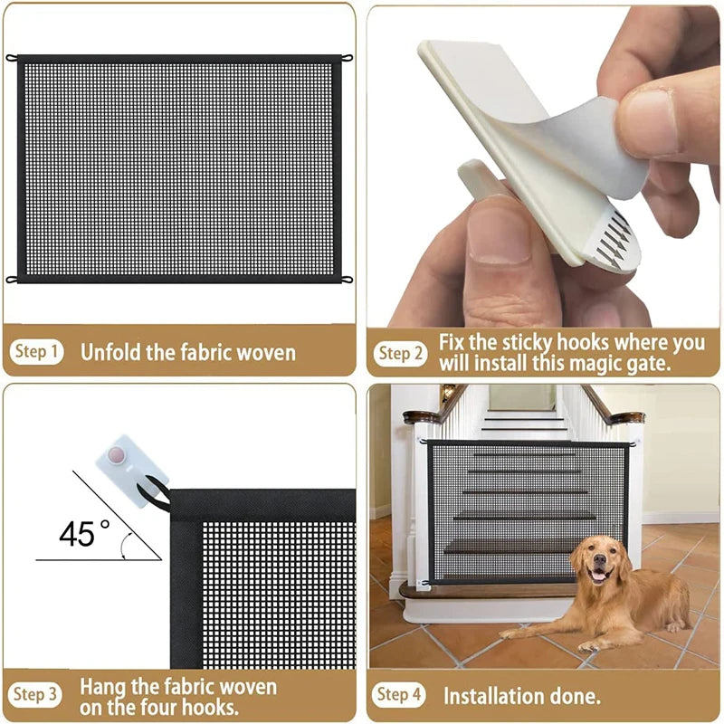 4 Pieces Hook Dog Barrier Fences, Red Insulated Pet Fences