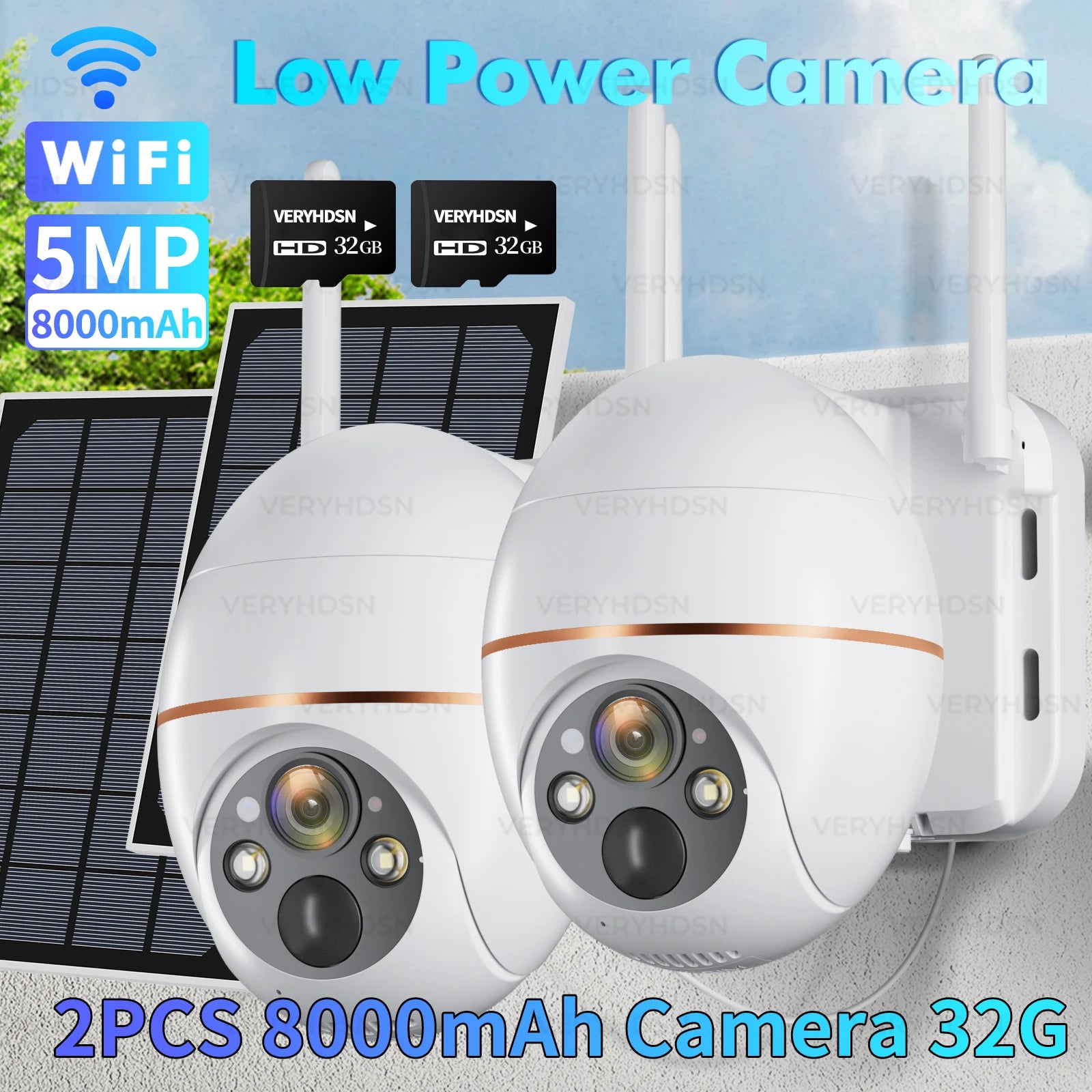 Cámara IP Solar de 5MP con WIFI, videocámara de vigilancia PTZ con batería de 8000mAh, inalámbrica, PIR, seguimiento de personas, CCTV para exteriores, HD, resistente al agua, Zoom 5X camara de vigilancia y ver por el