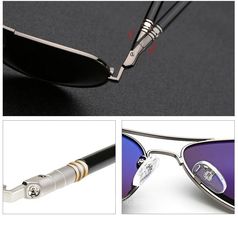 Gafas de sol polarizadas de lujo para hombres y mujeres, gafas de sol de conducción para hombres y mujeres, diseñador de marca, gafas de sol de piloto negras Vintage, UV400