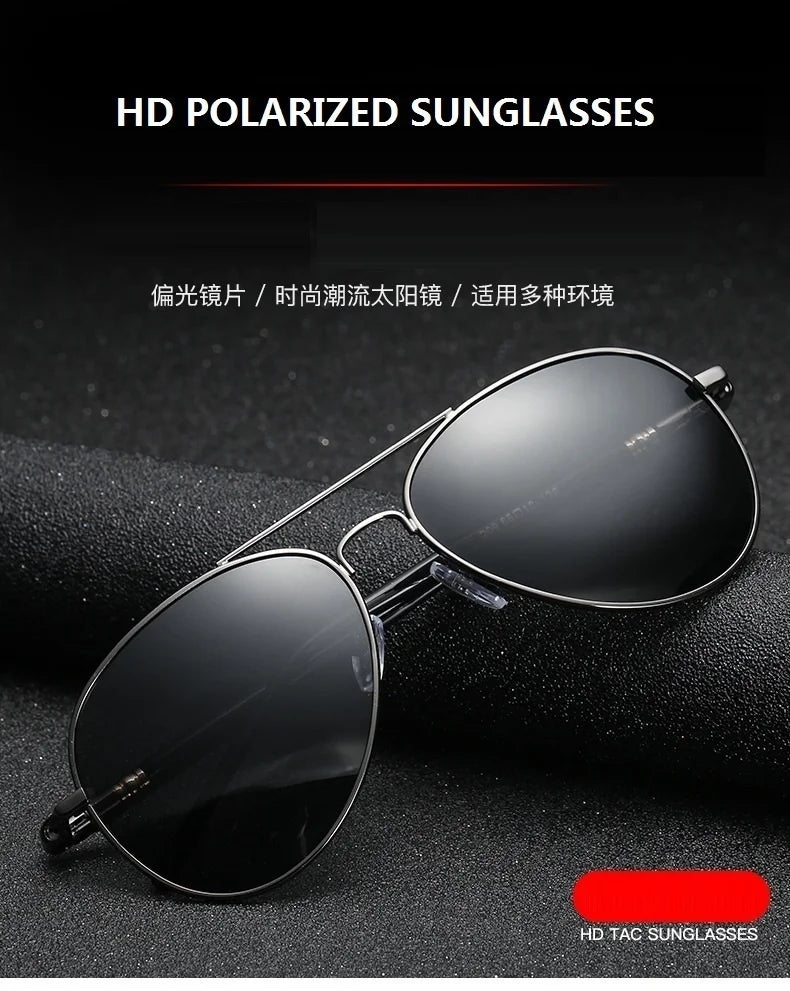 Gafas de sol polarizadas de lujo para hombres y mujeres, gafas de sol de conducción para hombres y mujeres, diseñador de marca, gafas de sol de piloto negras Vintage, UV400