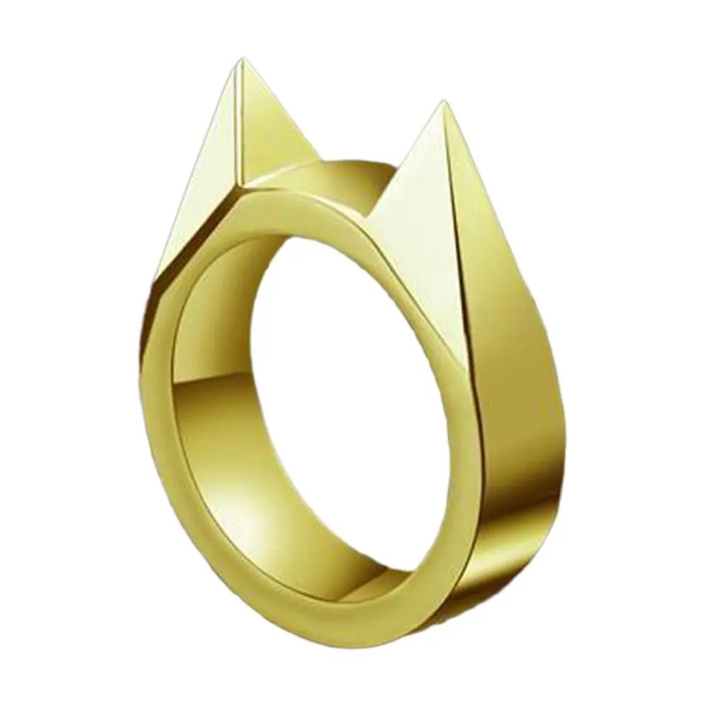 Anillos de autodefensa para hombres y mujeres, anillo de seguridad para la oreja de gato, ventana rota, suministros de supervivencia al aire libre