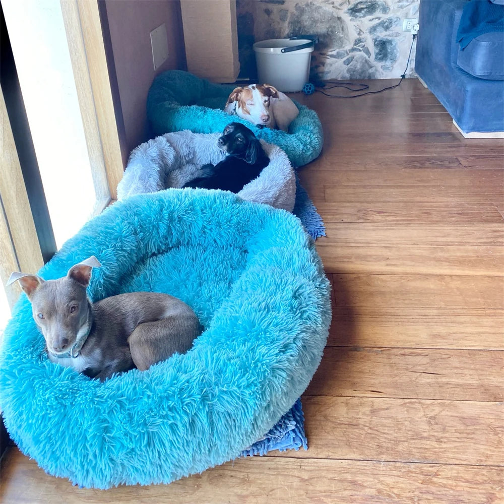 Super Soft Round Pet Bed Long Plush Dog House for Medium Dogs