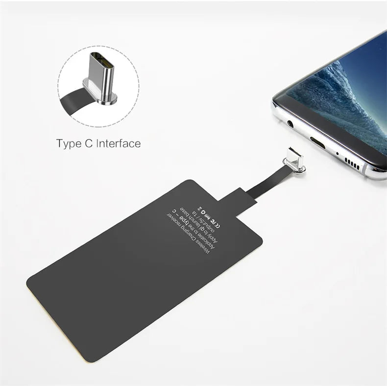 Receptor de cargador inalámbrico, adaptador de carga rápida tipo C, Micro USB, para iPhone, Samsung, Huawei, Xiaomi, Ios y Android