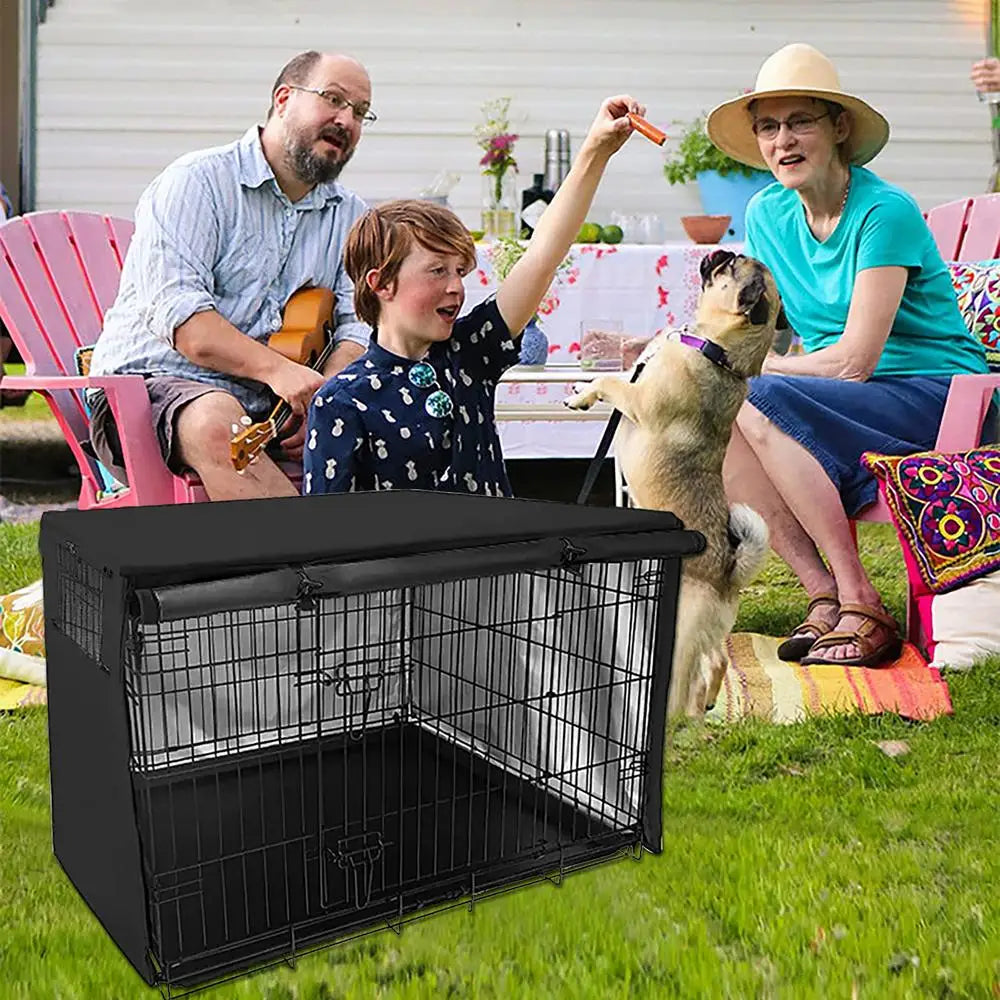 Waterproof Dog Kennel Cover Pet Cage with Two Doors