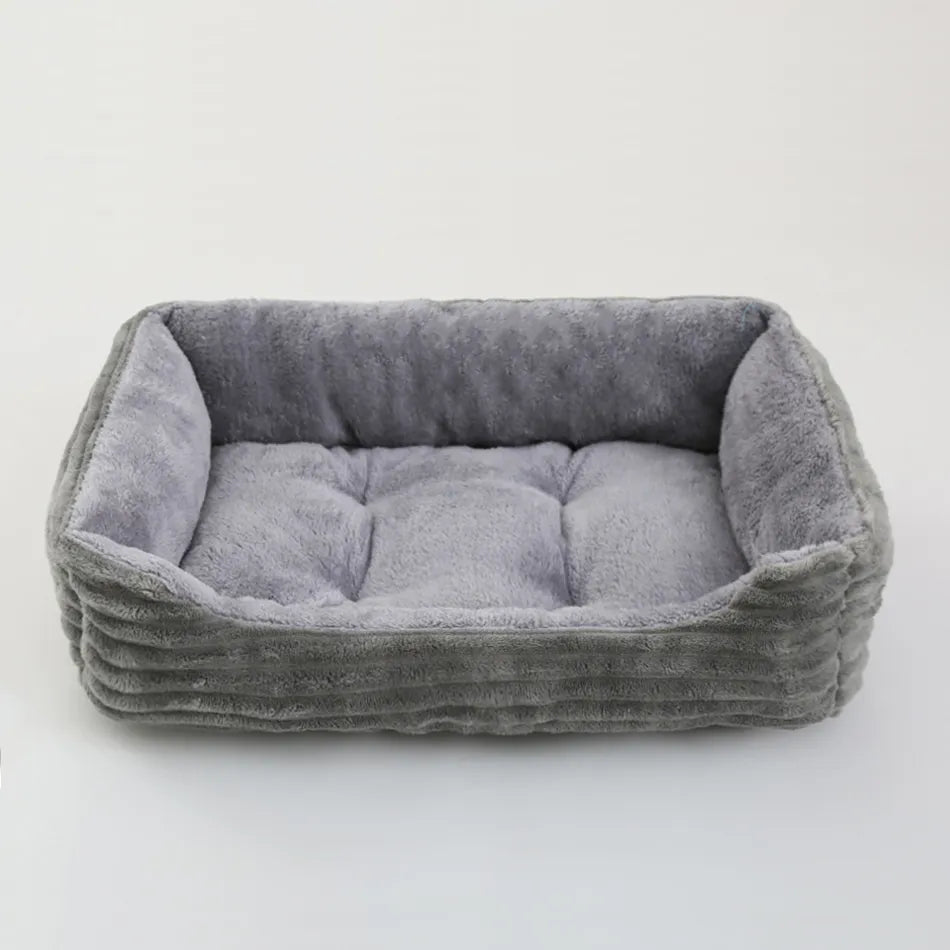 Square Plush Dog Cat Bed Sofa Bed for Medium and Small Dogs