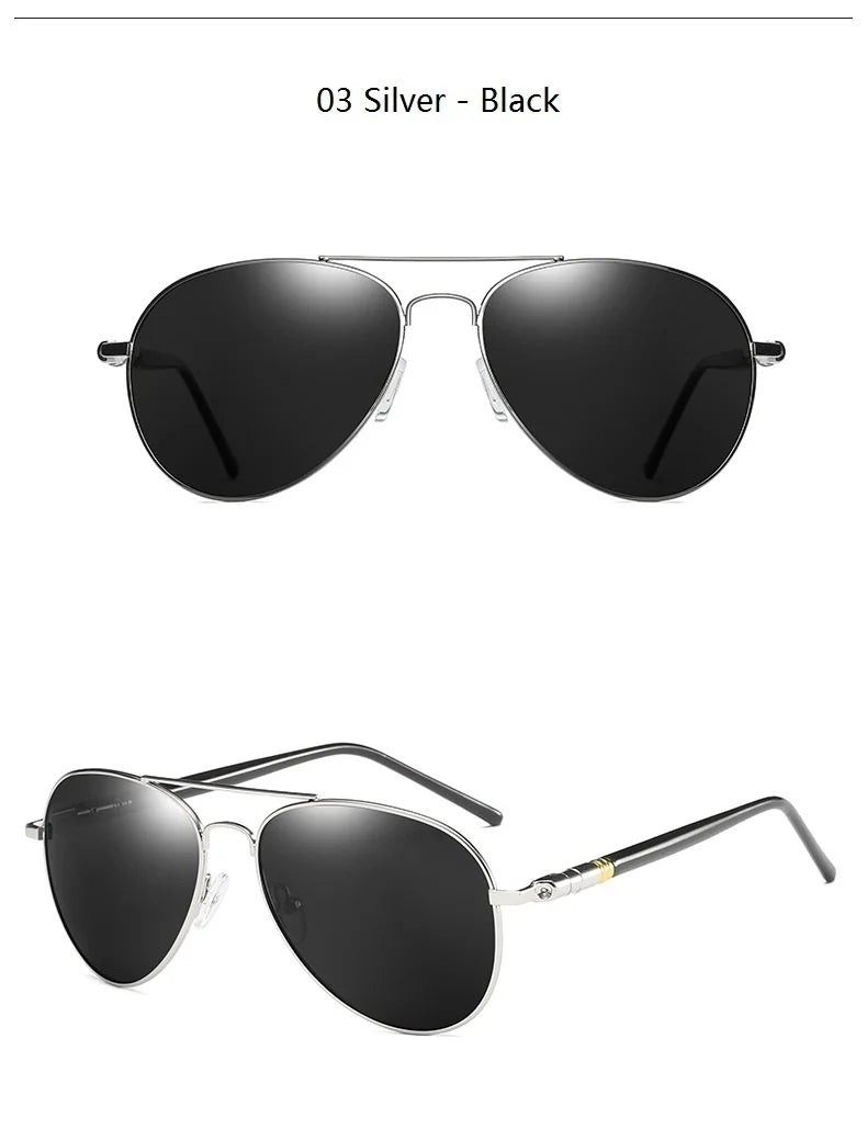 Gafas de sol polarizadas de lujo para hombres y mujeres, gafas de sol de conducción para hombres y mujeres, diseñador de marca, gafas de sol de piloto negras Vintage, UV400