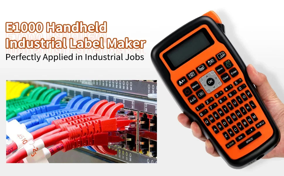 Impresora Industrial E1000 PRO TZ231, fabricante de etiquetas, cinta QWERTY, teclado, símbolos, funciona con tubos termorretráctiles