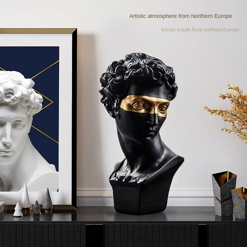 Estatuas para decoración de mesa de centro David, adornos de decoración del hogar, busto de sala de yeso, escultura artística decorativa de resina blanca, 15cm