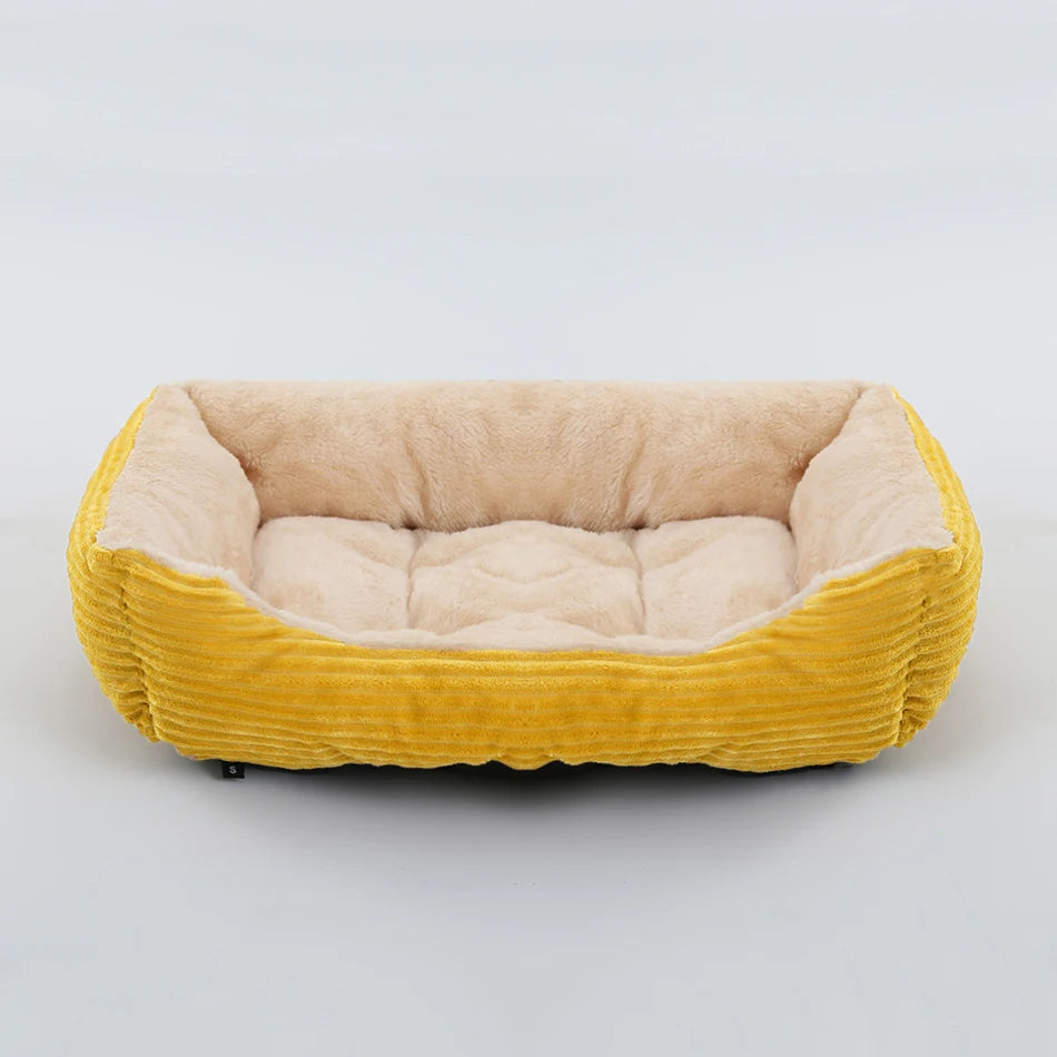 Square Plush Dog Cat Bed Sofa Bed for Medium and Small Dogs