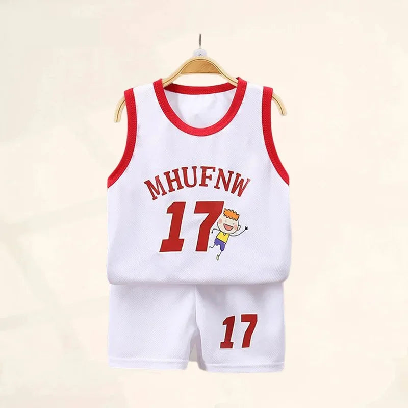 Conjuntos de camisetas de baloncesto sin mangas para niños, pantalones cortos p