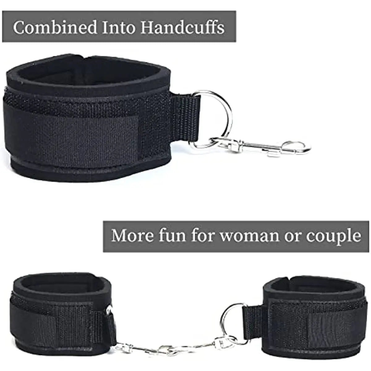Bdsm-Juego de Bondage para adultos, esposas, cuello, muñeca, boca, mordaza, cor