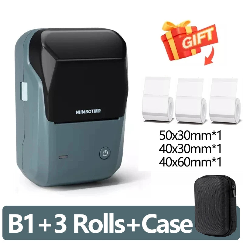 Niimbot-Mini impresora térmica de etiquetas B1, máquina de impresión autoadhesiva portátil para Pegatinas, rollos de etiquetas redondas, UV, Bluetooth