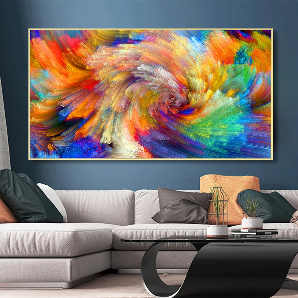 Pintura al óleo de arte abstracto de nube amarilla y gris, carteles e impresion