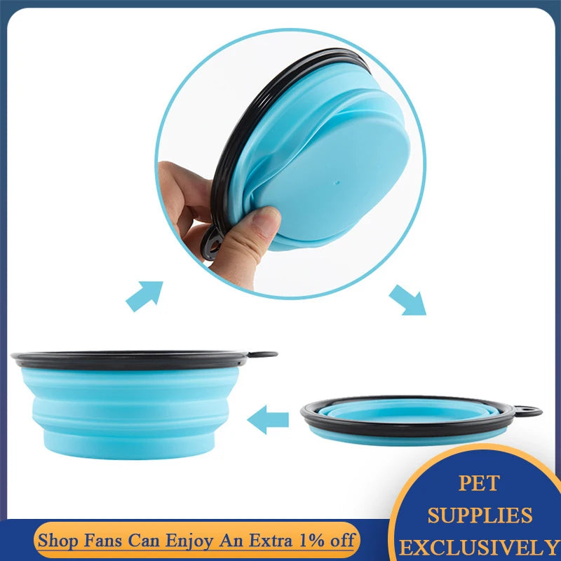 Cuenco de agua plegable de silicona para perros y gatos, cuenco para mascotas, c