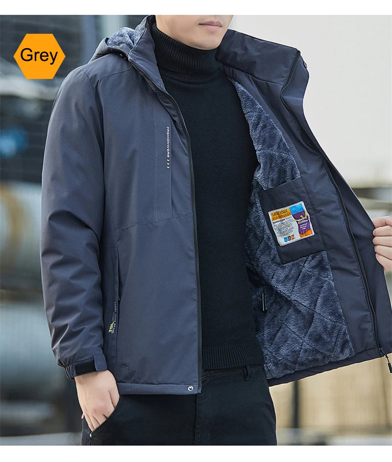 Chaqueta impermeable de felpa para Hombre, abrigo informal de algodón a prueba