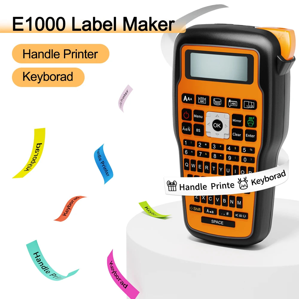 Impresora Industrial E1000 PRO TZ231, fabricante de etiquetas, cinta QWERTY, teclado, símbolos, funciona con tubos termorretráctiles