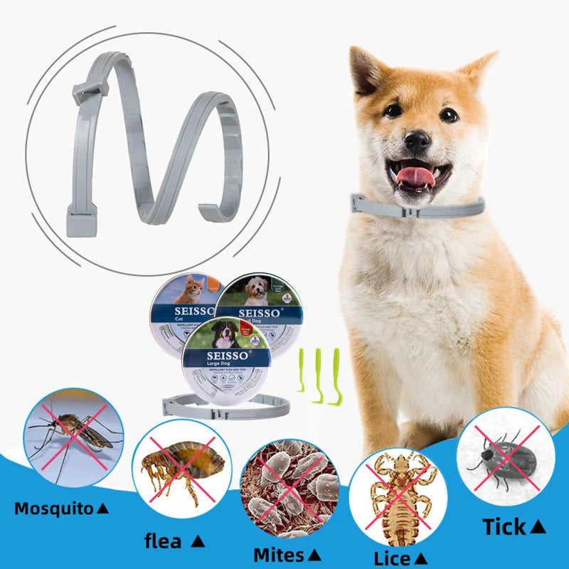 Collar ajustable antipulgas y garrapatas para mascotas, Collar de protección de
