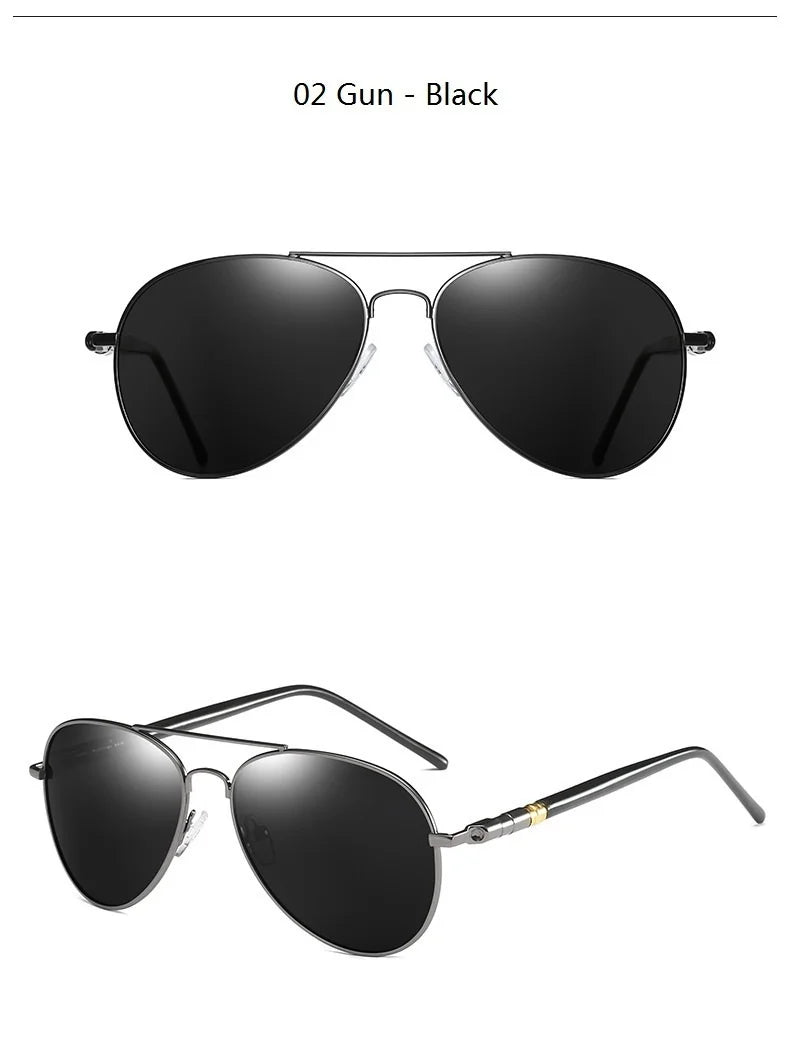 Gafas de sol polarizadas de lujo para hombres y mujeres, gafas de sol de conducción para hombres y mujeres, diseñador de marca, gafas de sol de piloto negras Vintage, UV400