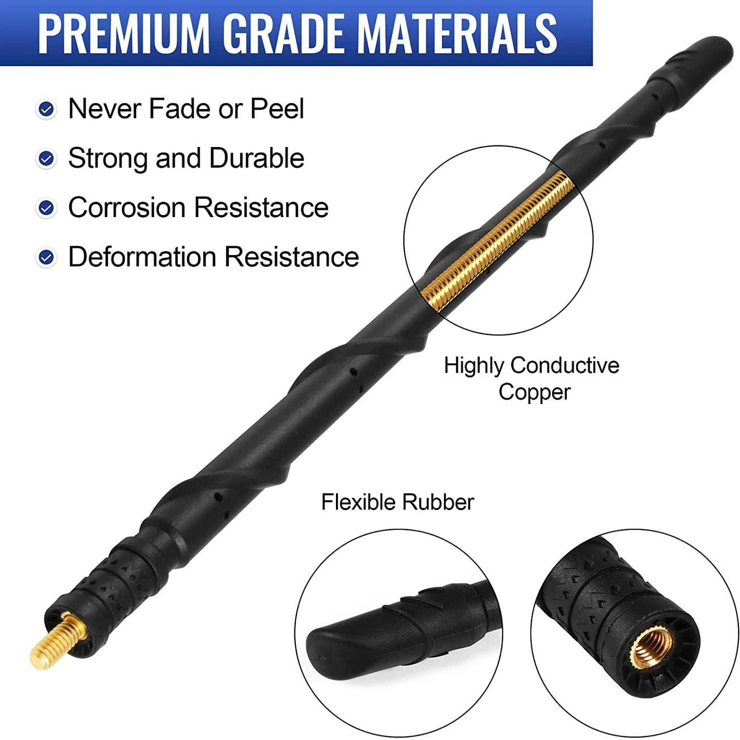 12 Inch Car Radio Spiral Rubber Antenna Replacement for Jeep