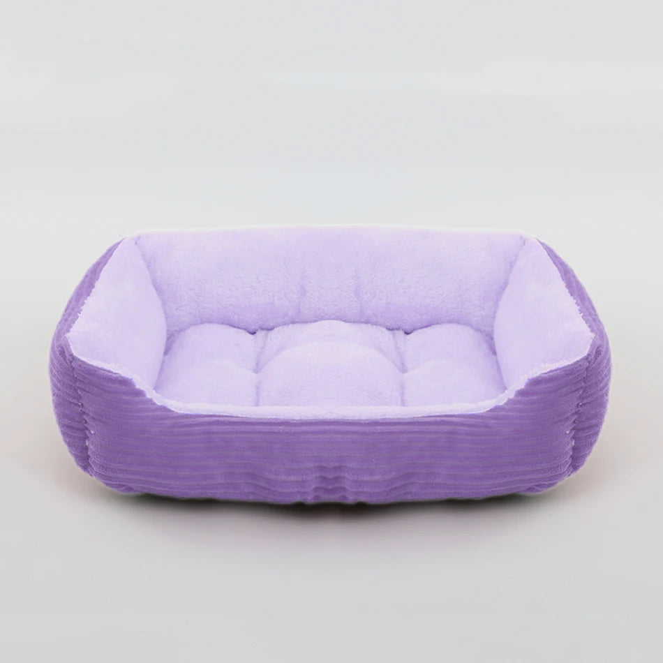 Square Plush Dog Cat Bed Sofa Bed for Medium and Small Dogs