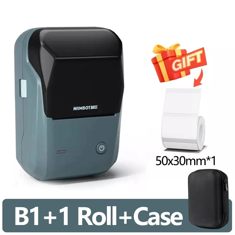 Niimbot-Mini impresora térmica de etiquetas B1, máquina de impresión autoadhesiva portátil para Pegatinas, rollos de etiquetas redondas, UV, Bluetooth