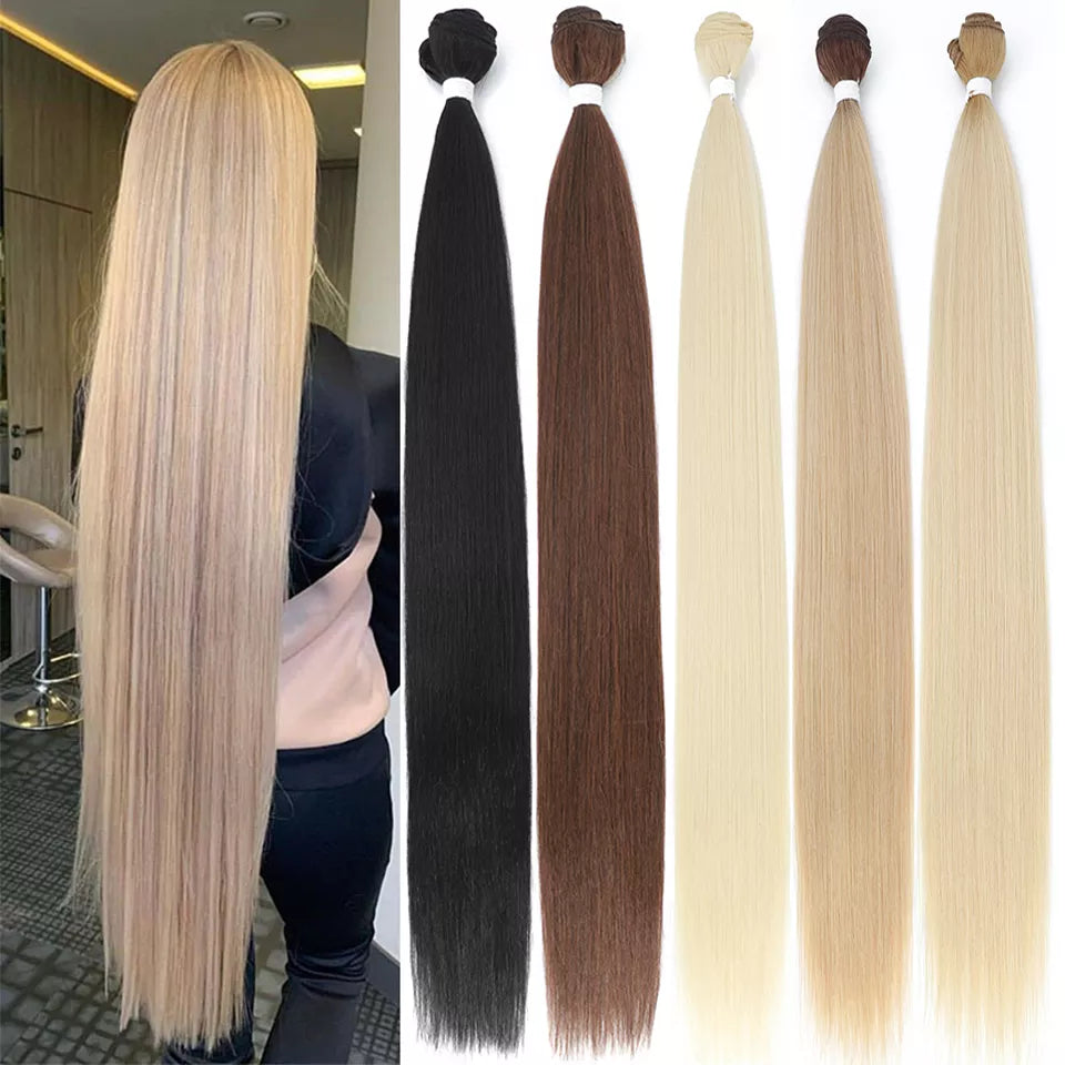 Natural Hair Salon Straight Bone Hair Extensions Fiber