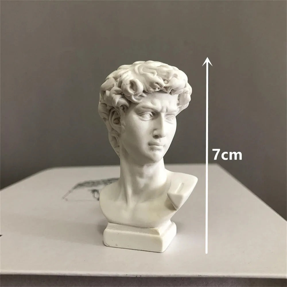 Estatua de David de resina, Mini cabeza, arte de decoración, mitología nórdica, música, figura de artista, estatua, escultura de Arte moderno europeo