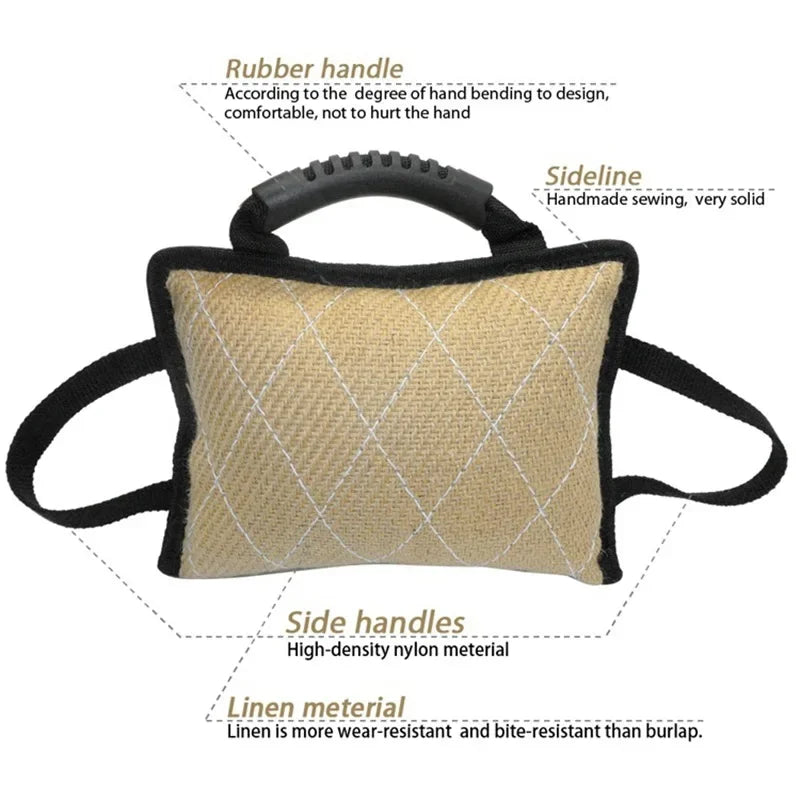 Durable Jute Dog Bite Pillow Linen Remover Toy Outdoor