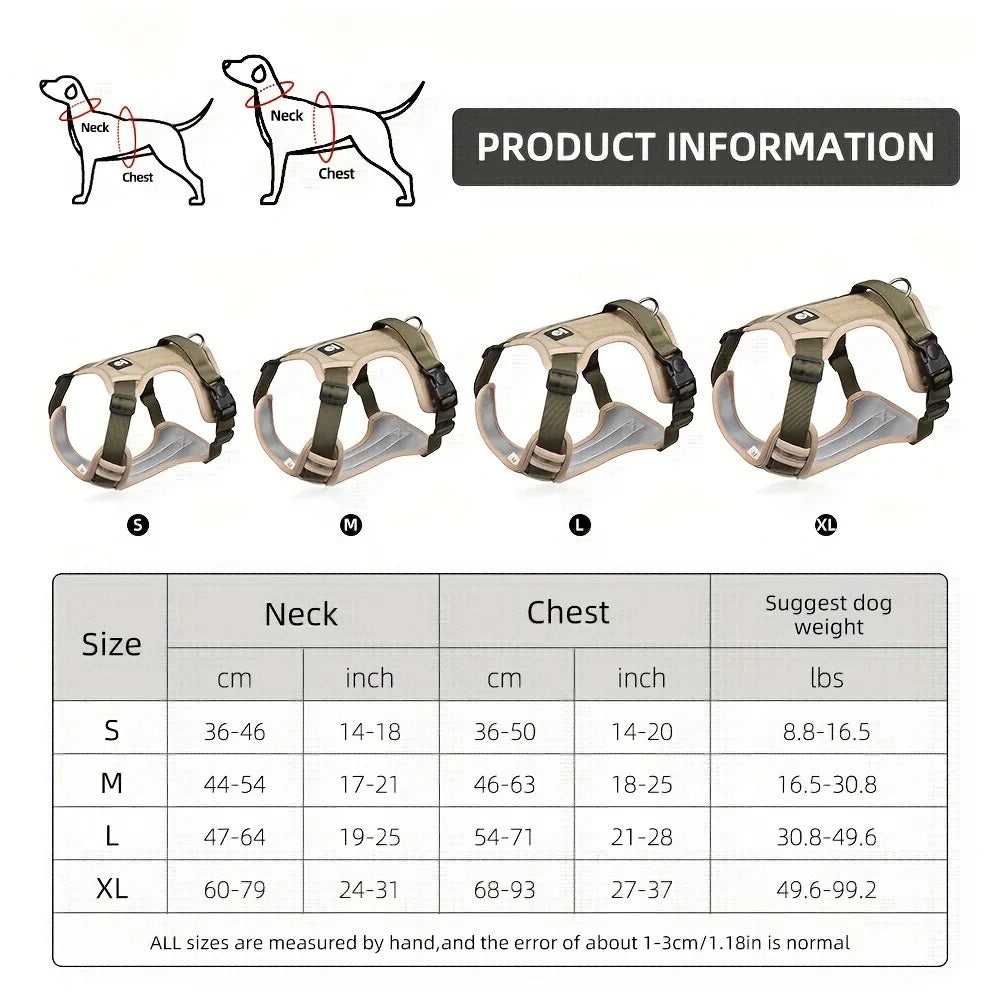 Arnés antiestrangulamiento para perro, pecho con tira reflectante, cómodo, duradero, mango ajustable para perros pequeños, medianos y grandes