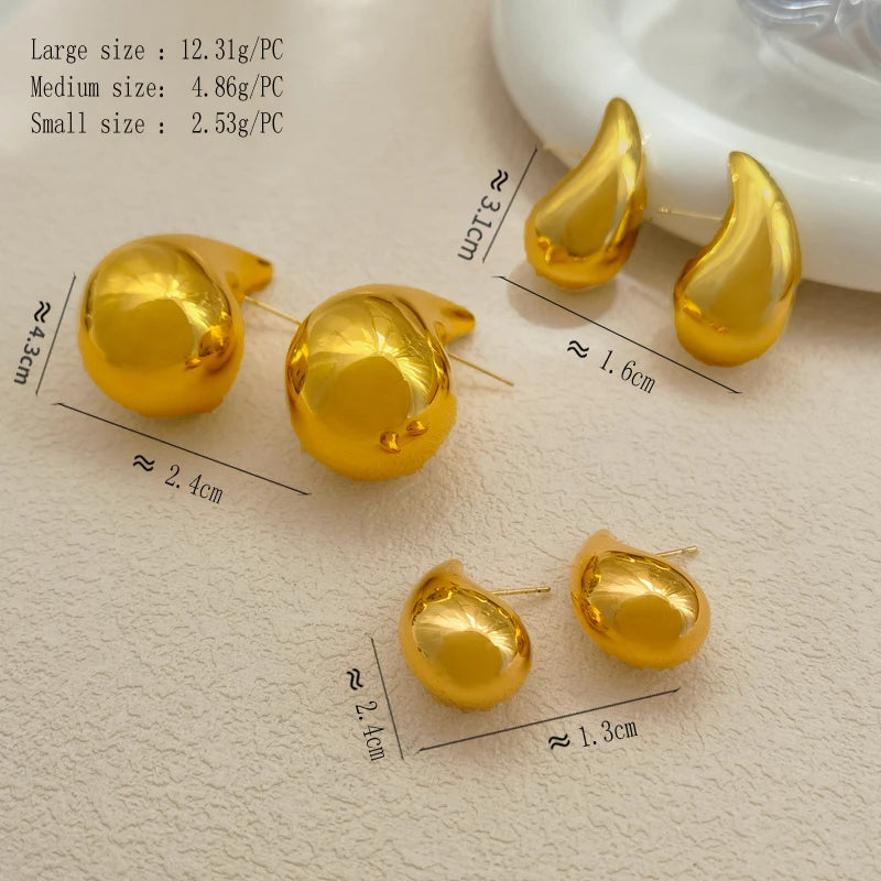 Bilandi Chunky Dome Drop Earrings for Women Lightweight Hoops Jewelry