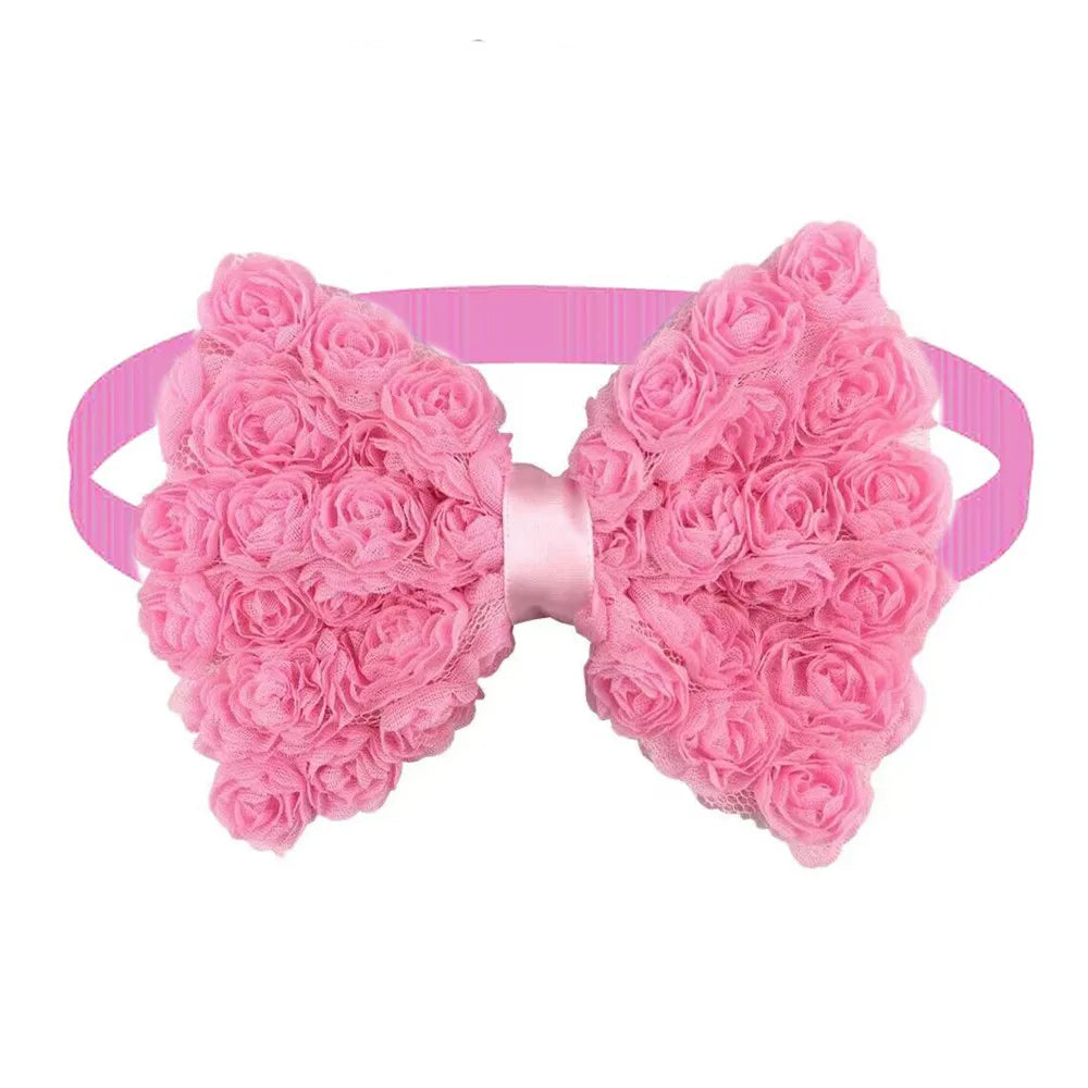 30 Pieces. Big Dog Bow for Valentine's Day Dog Grooming Product Pink Chiffon St