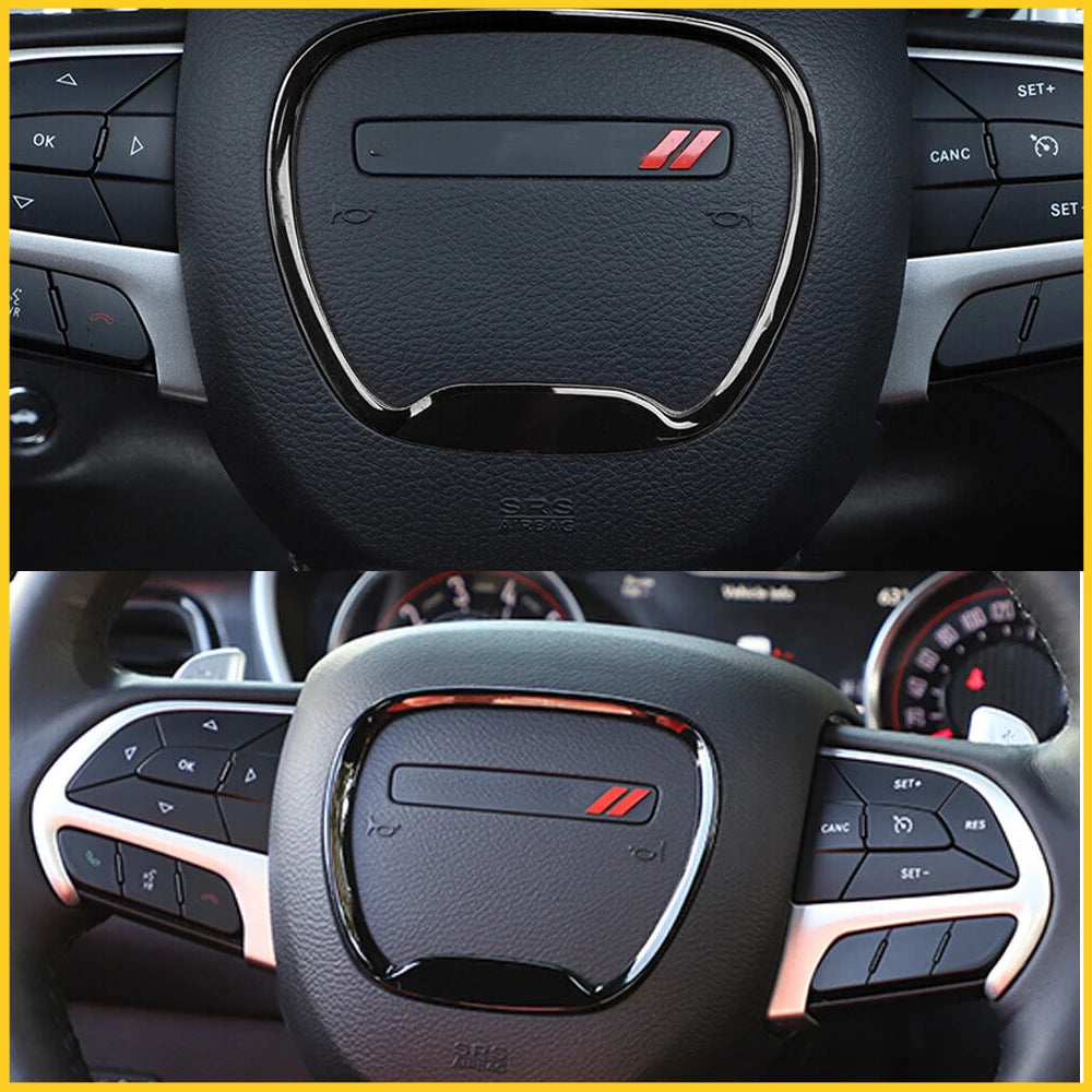 Car Steering Wheel Trim Cover Black Stickers for Dodge Charge