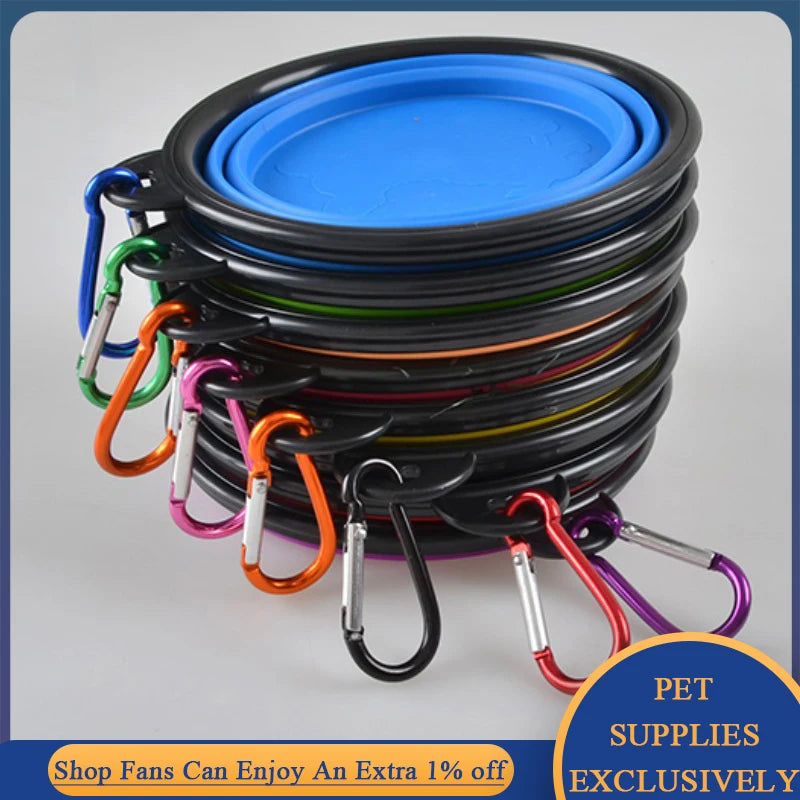 Cuenco de agua plegable de silicona para perros y gatos, cuenco para mascotas, c