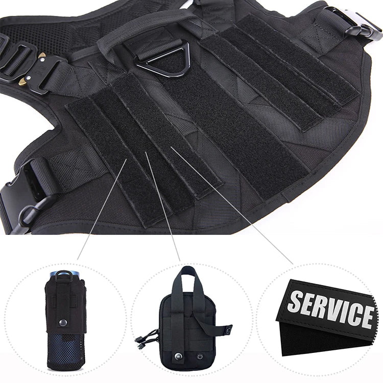 Arnés táctico militar para perro grande, con cuerda, reflectante, con asa, rop