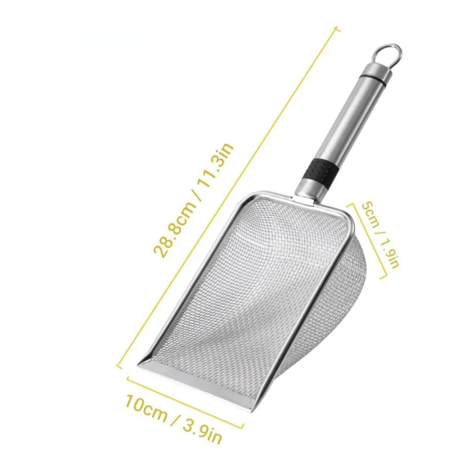 Herramienta de limpieza para mascotas, pala para arena de gatos de aleación de aluminio y Metal, mango duradero de acero inoxidable, pala para excrementos de mascotas