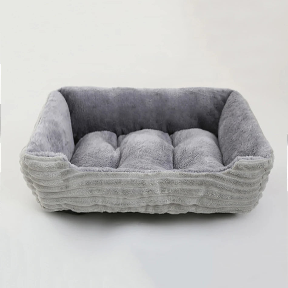 Square Plush Dog Cat Bed Sofa Bed for Medium and Small Dogs