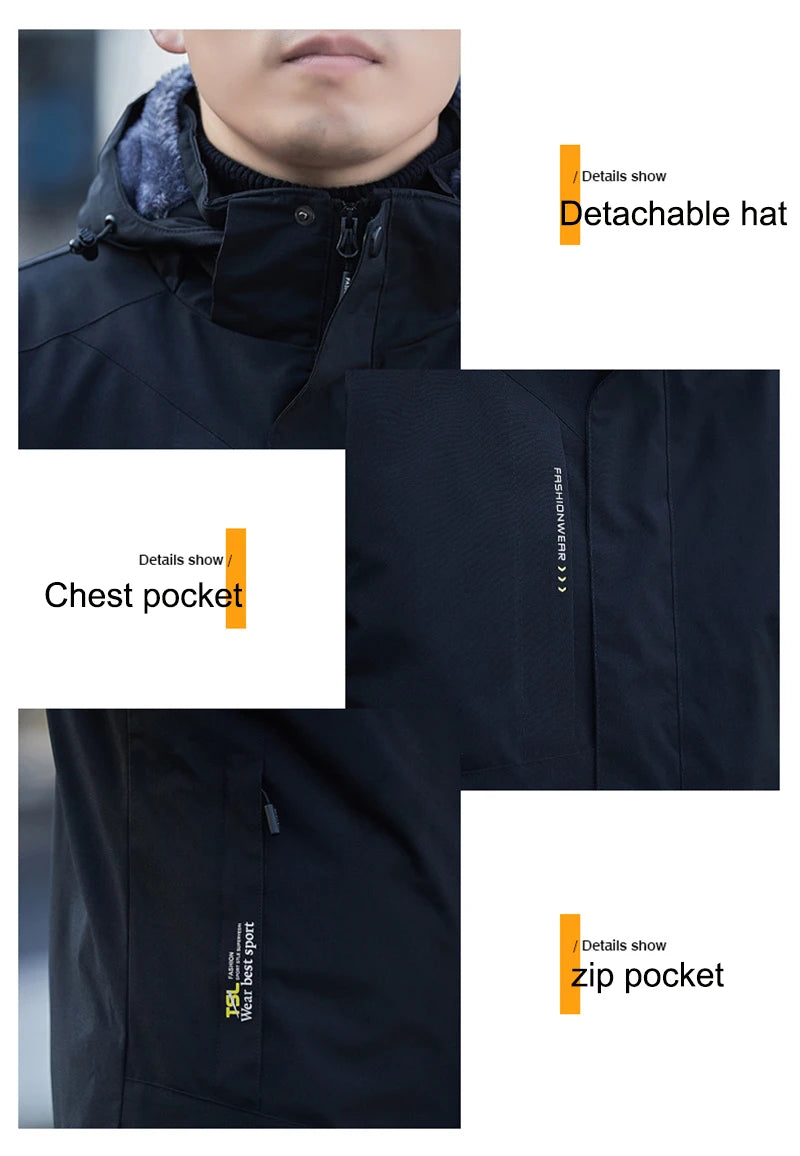 Chaqueta impermeable de felpa para Hombre, abrigo informal de algodón a prueba