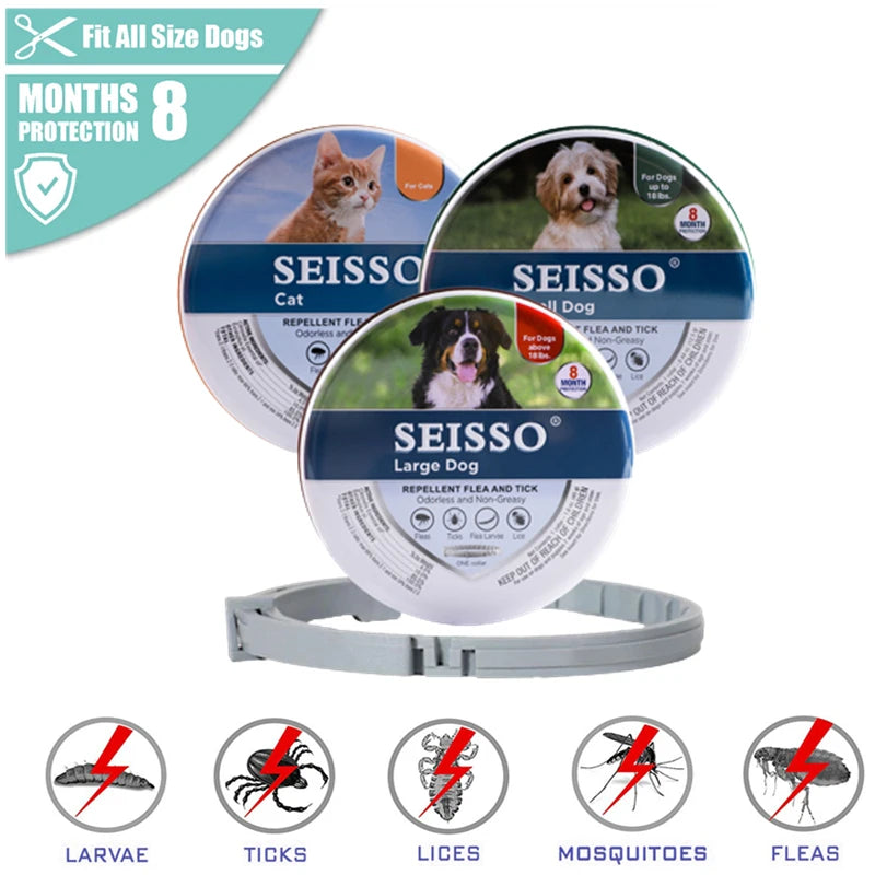 Collar ajustable antipulgas y garrapatas para mascotas, Collar de protección de