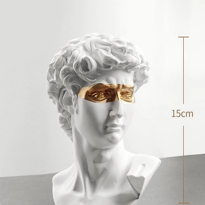 Estatuas para decoración de mesa de centro David, adornos de decoración del hogar, busto de sala de yeso, escultura artística decorativa de resina blanca, 15cm