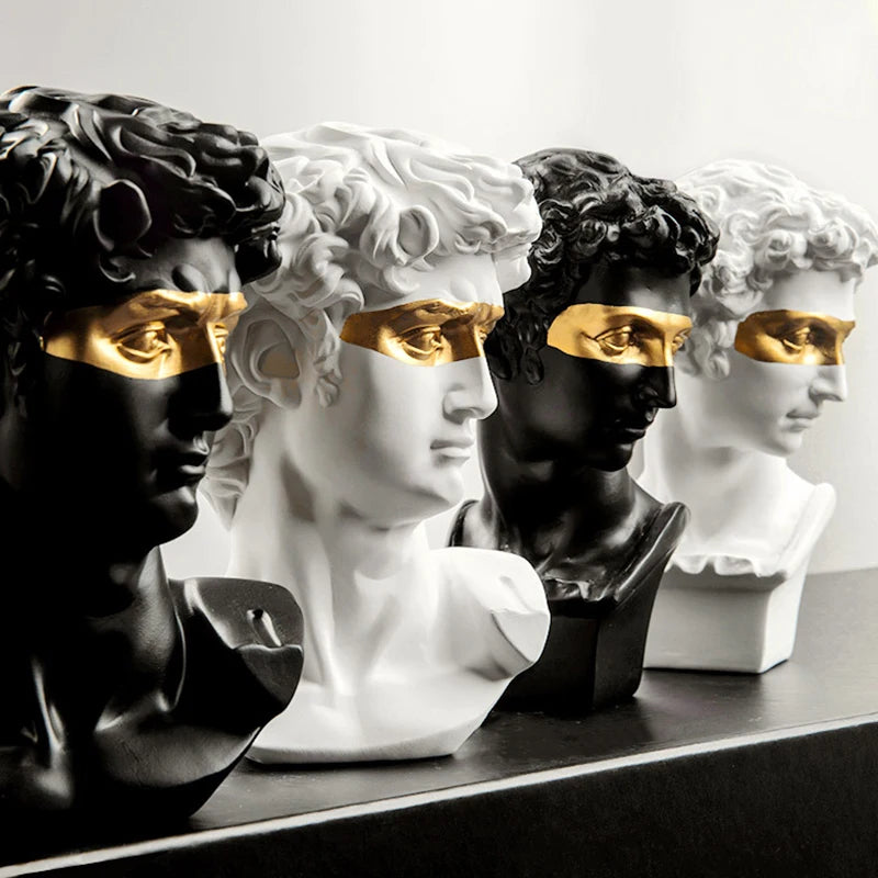 Estatuas para decoración de mesa de centro David, adornos de decoración del hogar, busto de sala de yeso, escultura artística decorativa de resina blanca, 15cm