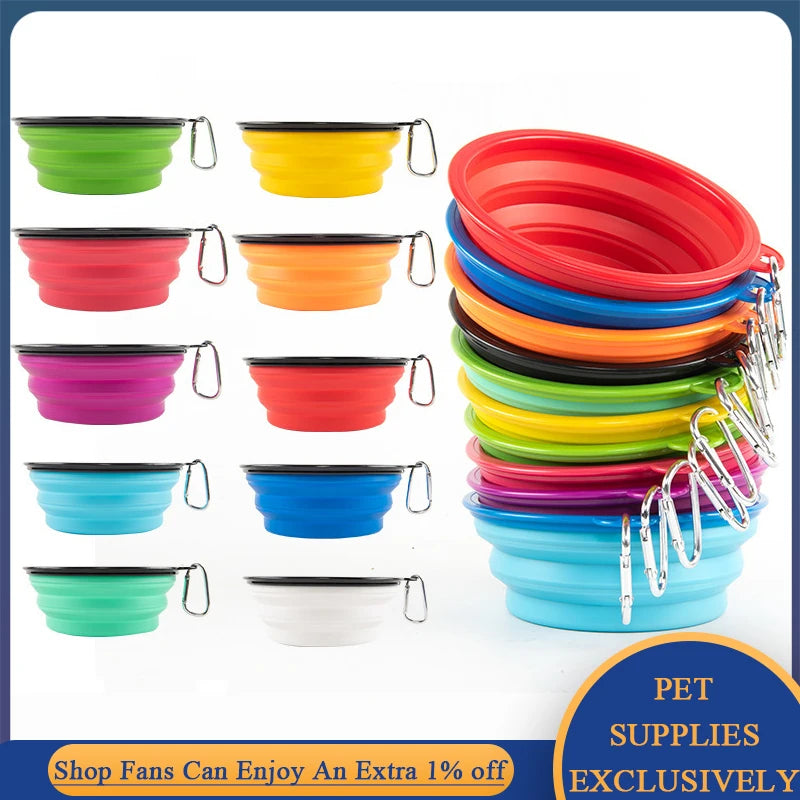 Cuenco de agua plegable de silicona para perros y gatos, cuenco para mascotas, c