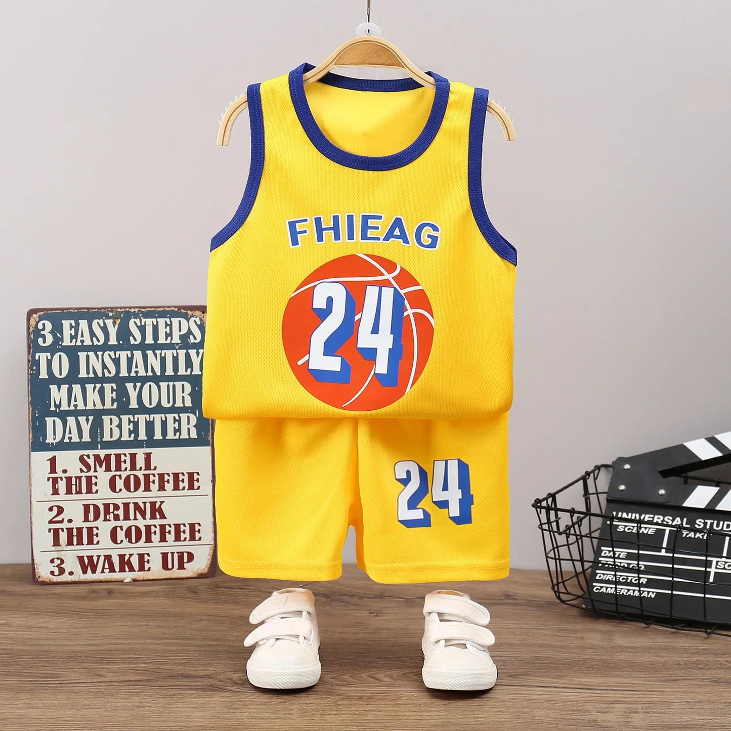 Conjuntos de camisetas de baloncesto sin mangas para niños, pantalones cortos p