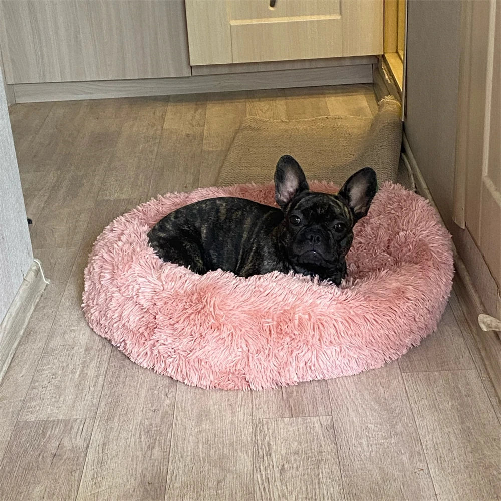 Super Soft Round Pet Bed Long Plush Dog House for Medium Dogs