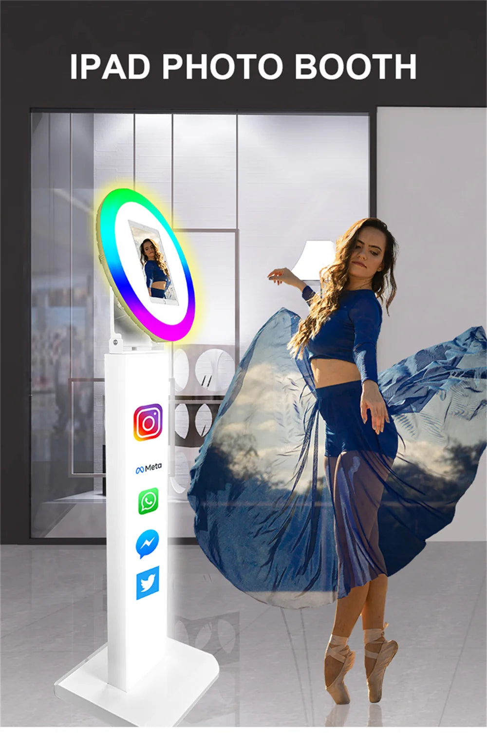 Carcasa de máquina de Selfie para fotomatón de iPad, soporte ajustable, logoti