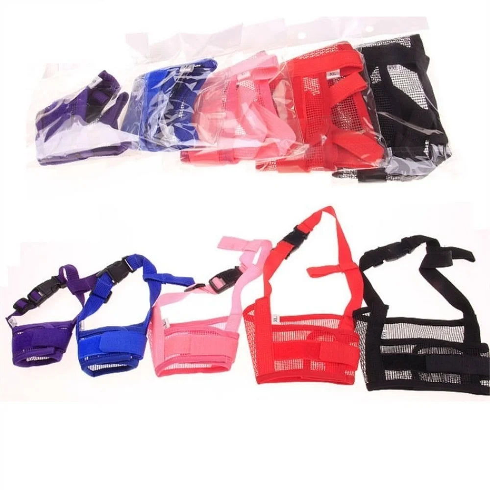 Anti Bark Muzzle for Small Large Dogs Adjustable Mesh Muzzles