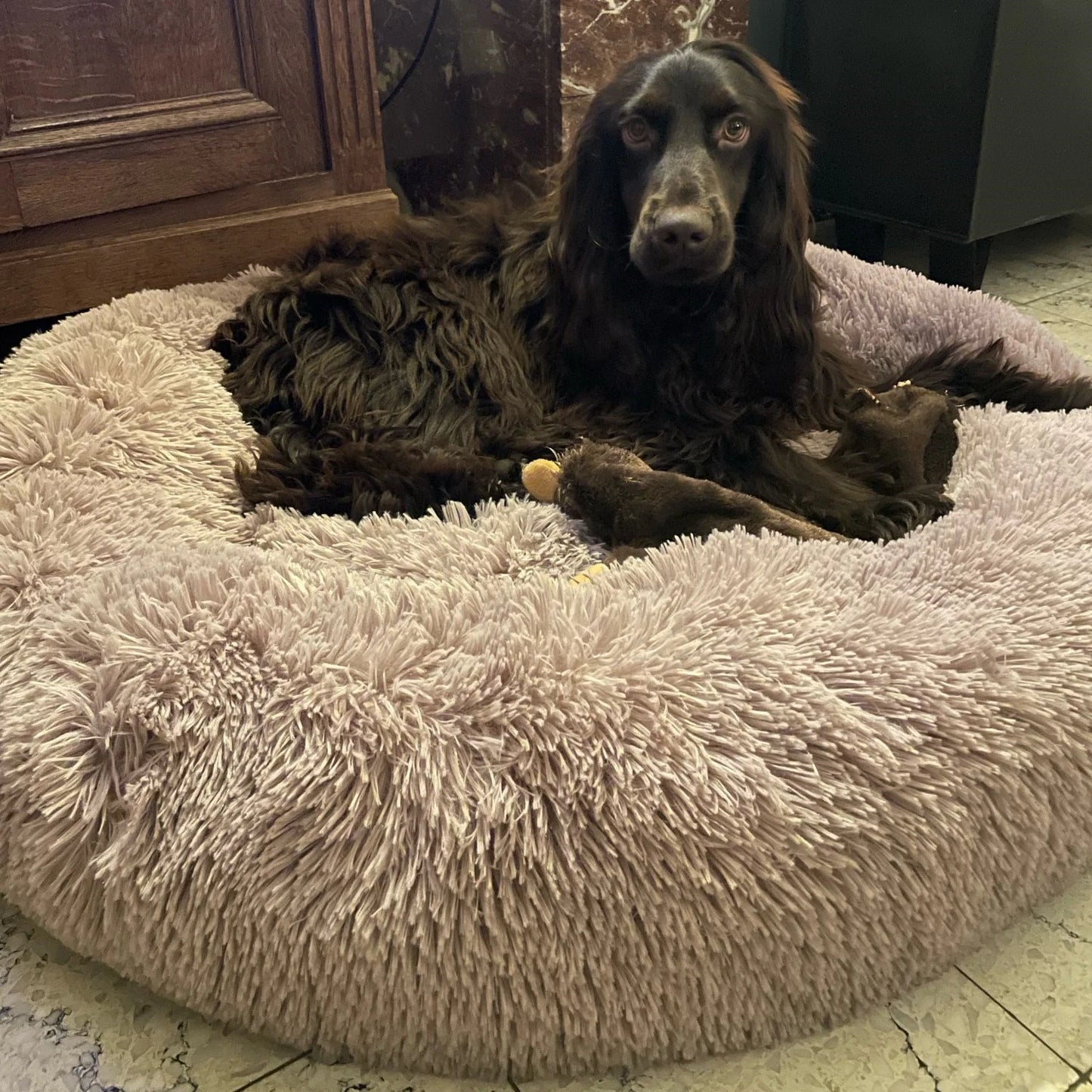Super Soft Round Pet Bed Long Plush Dog House for Medium Dogs