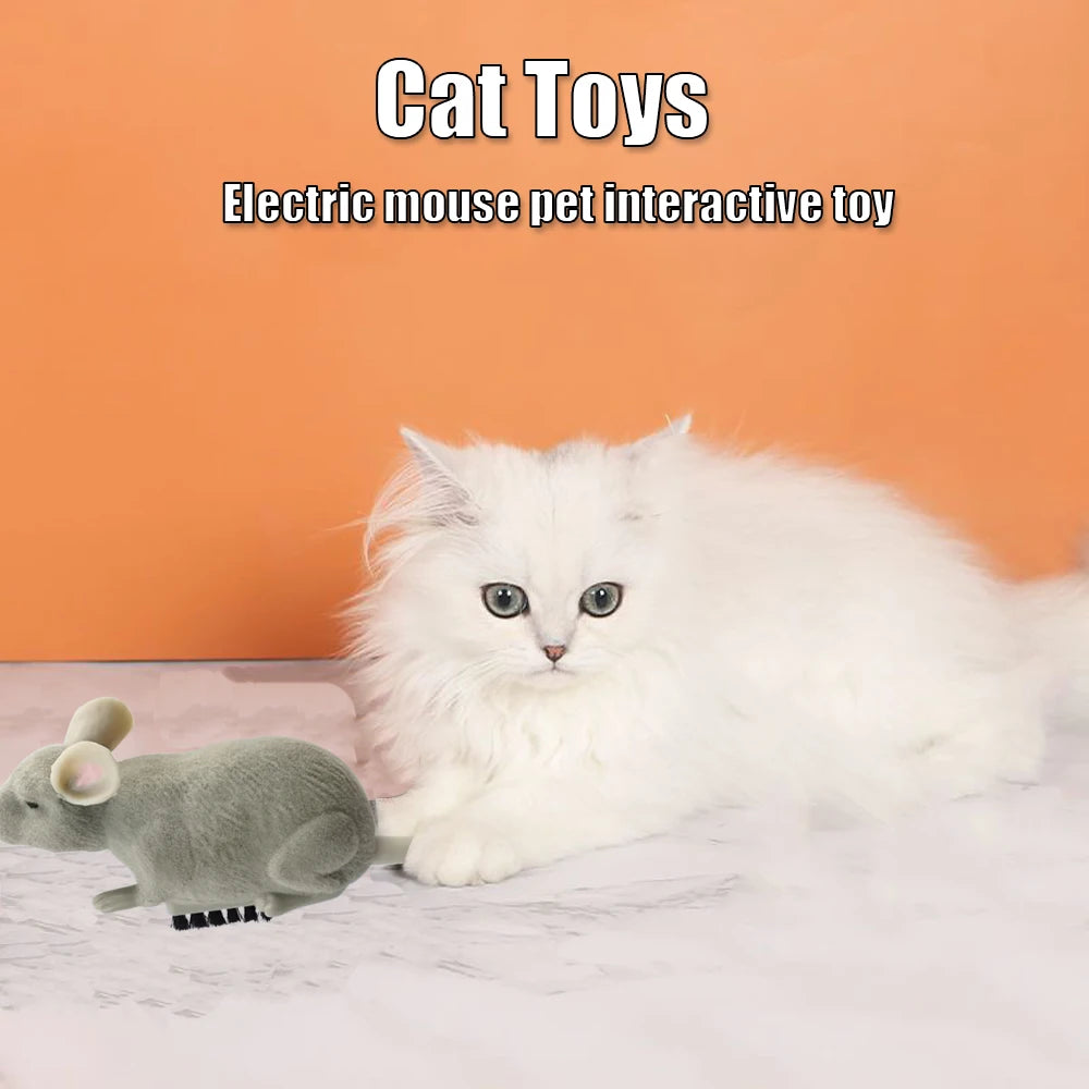 Ratón eléctrico de juguete para gatos, Robot de Escape automático, vibración, gateo, funciona con pilas, ratón de peluche, juguete de interacción para mascotas
