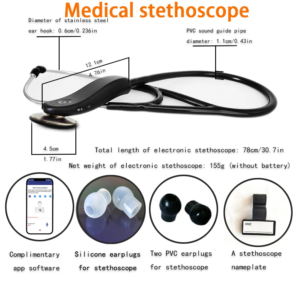 Estetoscopio médico inteligente Digital, Estetoscopio electrónico con Bluetoot