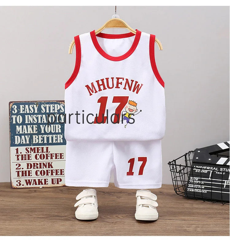 Conjuntos de camisetas de baloncesto sin mangas para niños, pantalones cortos p
