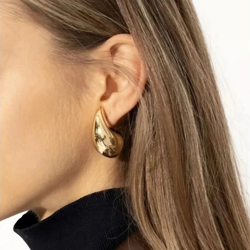 Bilandi Chunky Dome Drop Earrings for Women Lightweight Hoops Jewelry